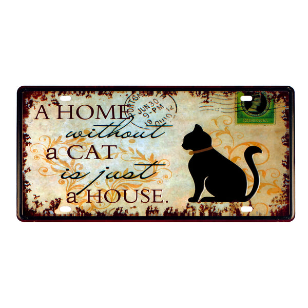 Number Plates wall sign - A home without a Cat