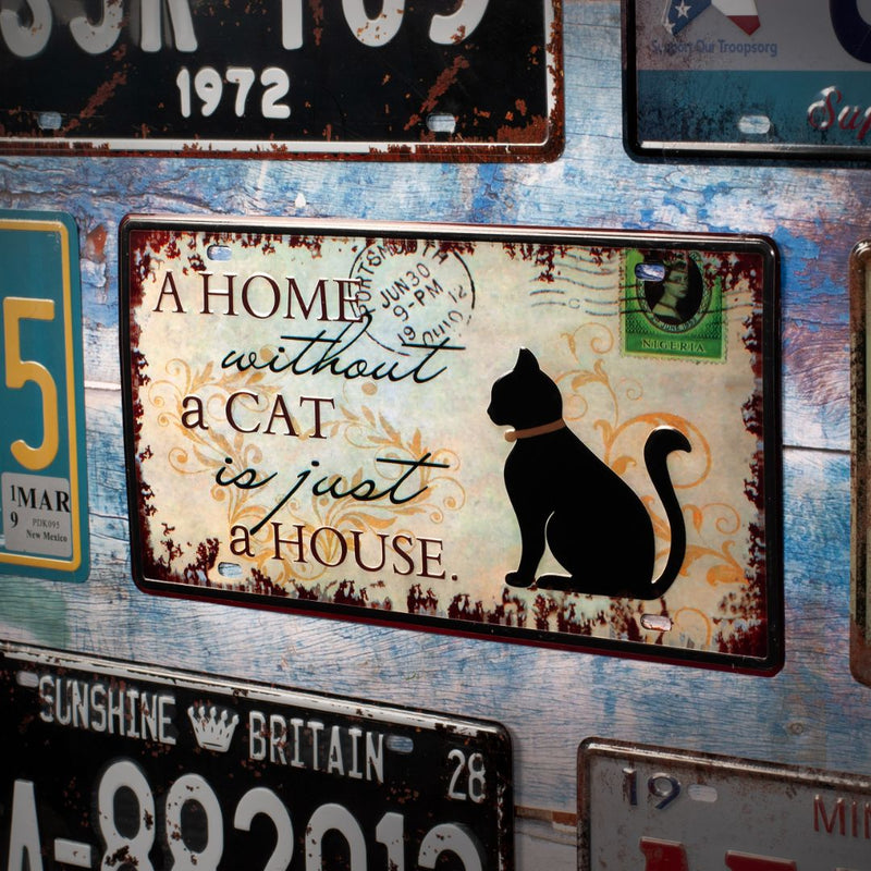 Number Plates wall sign - A home without a Cat