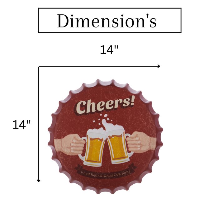 Bottle Caps wall decor sign - Cheers (14"x14")