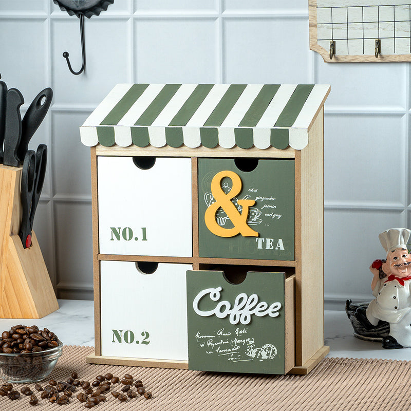 Coffee Box Drawer - Tea Coffee Teal Green