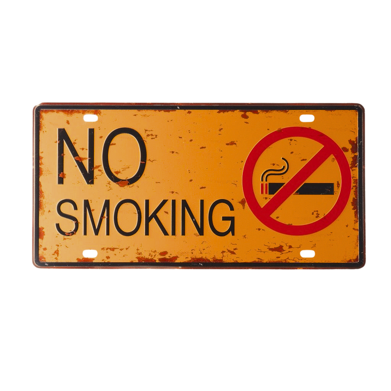 Number Plates wall sign - No Smoking Orange