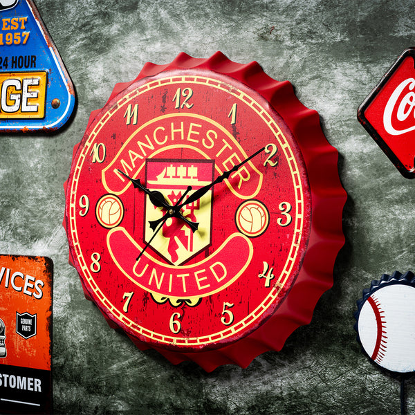 Bottle Caps wall Clock - Manchester United (14"x14")
