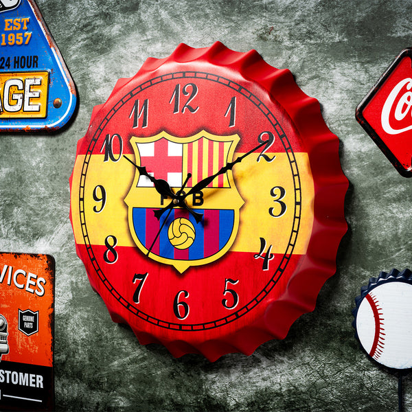 Bottle Caps wall Clock - FC Barcelona (14"x14")