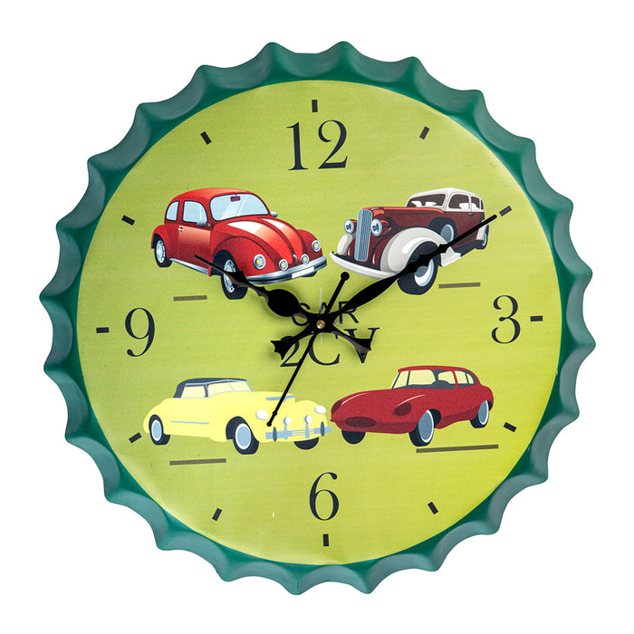 Bottle Caps wall Clock - Cars (14"x14")