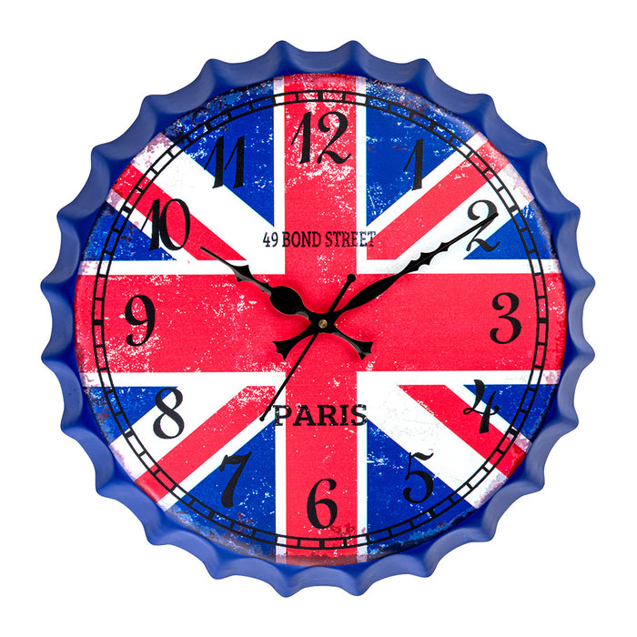 Bottle Caps wall Clock - British Flag (14"x14")