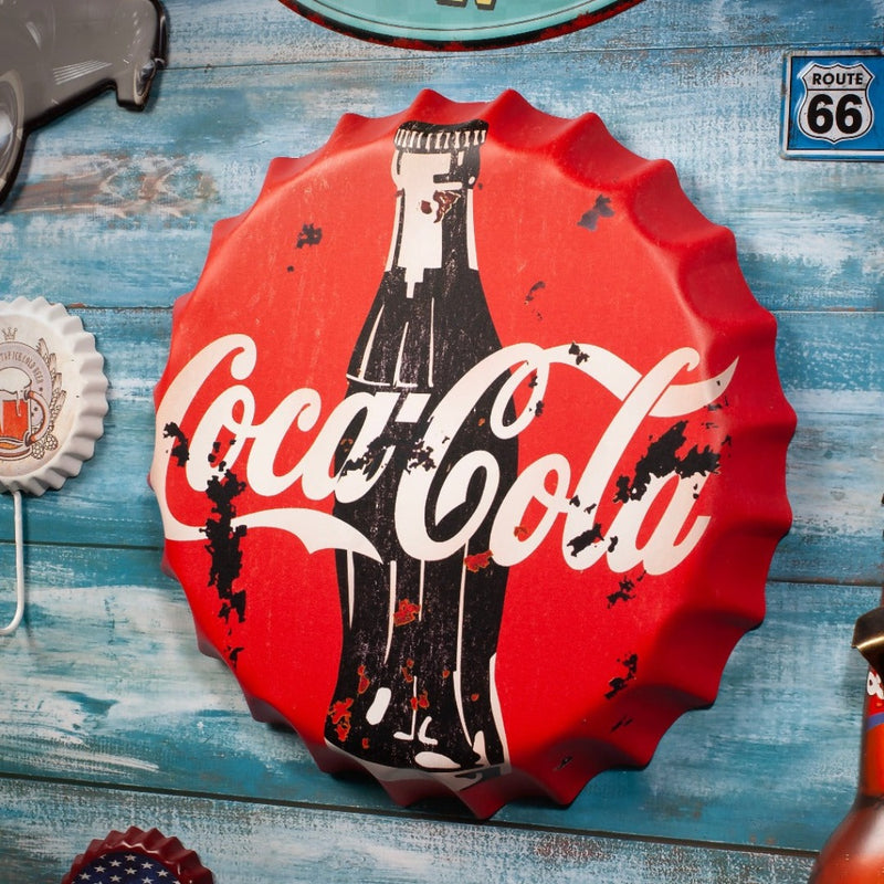 Bottle Caps wall decor sign - Coca Cola Retro (14"x14")