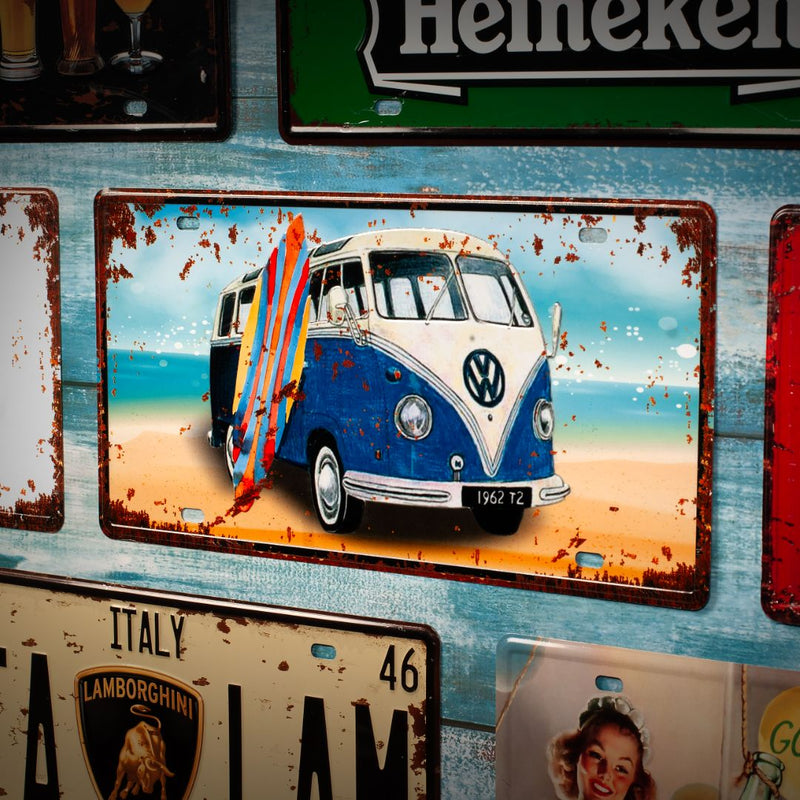 Number Plates wall sign - Volkswagen Blue Van