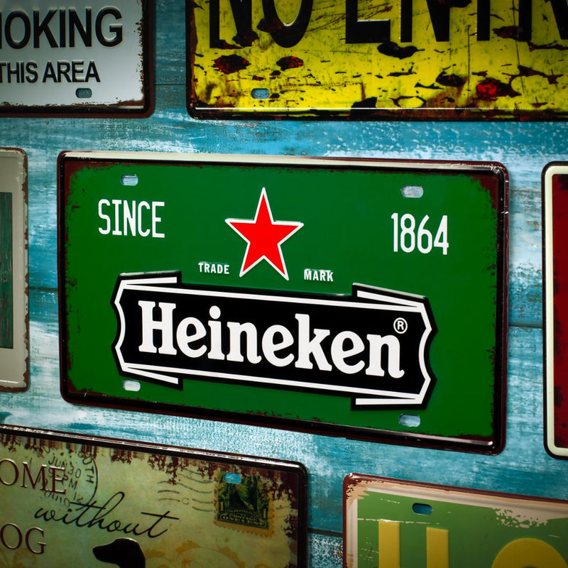 Number Plates wall sign - Heine beer