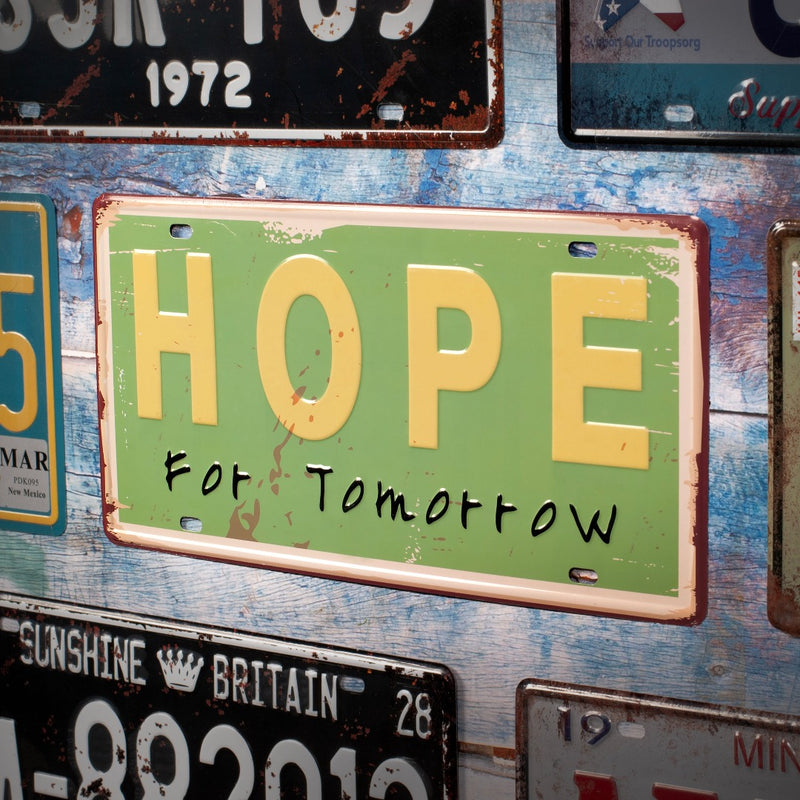 Number Plates wall sign - Hope for tomorrow