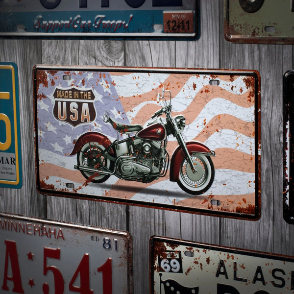 Number Plates wall sign - Made in the USA Motorcycle