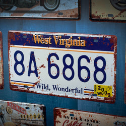 Number Plates wall sign - West Virginia 8A 6868