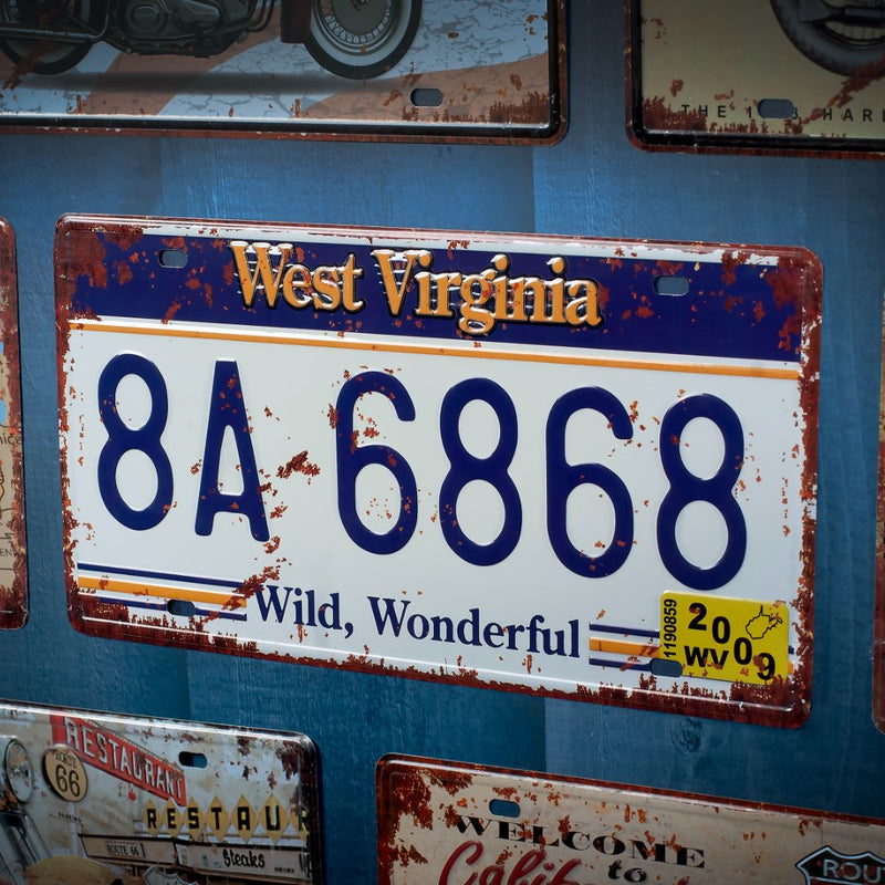 Number Plates wall sign - West Virginia 8A 6868