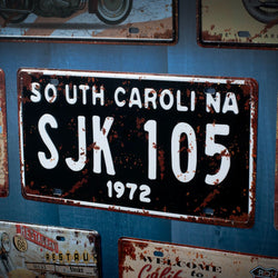 Number Plates wall sign - South Carolina SJK 105