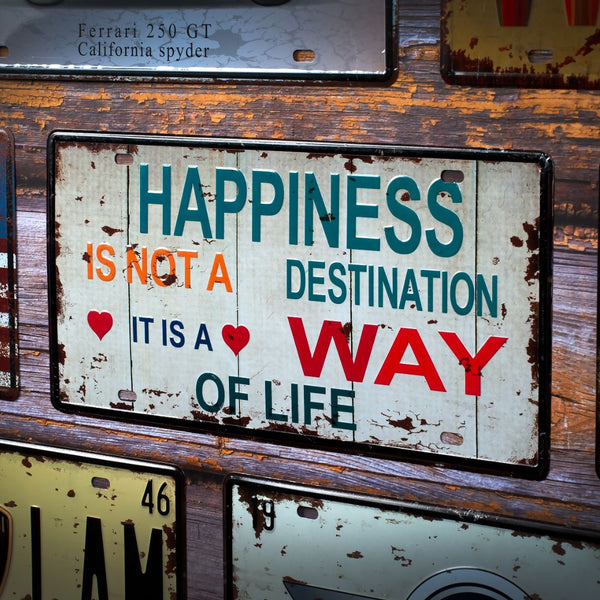 Number Plates wall sign - Happiness Is A Way