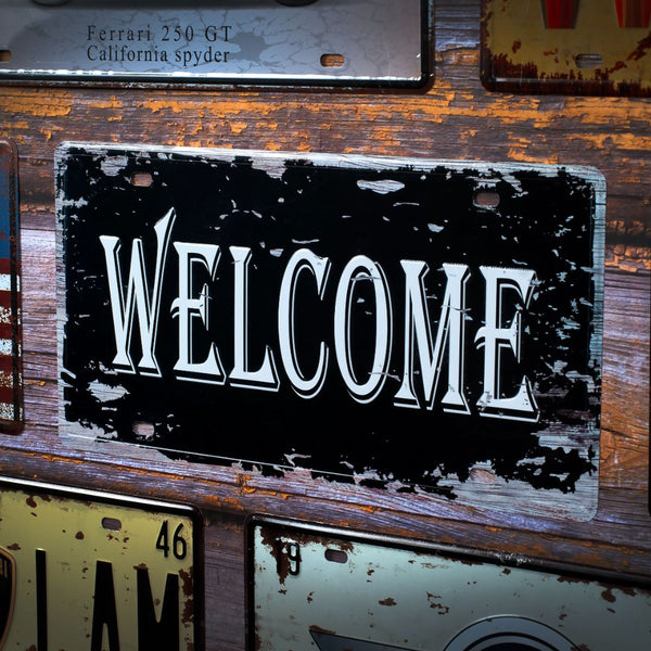 Number Plates wall sign - Welcome