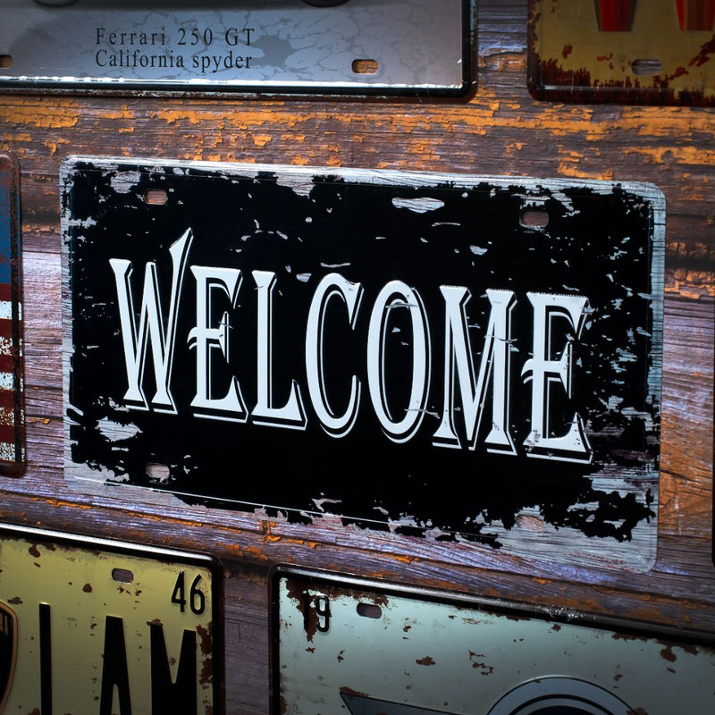 Number Plates wall sign - Welcome