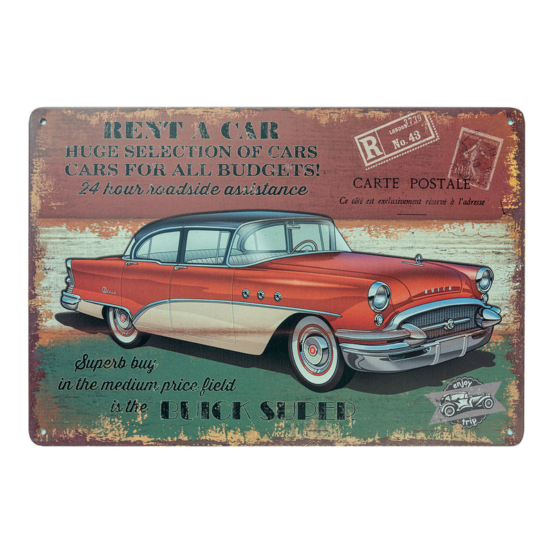 Number Plates Big wall sign - Vintage Buick Rent A Car