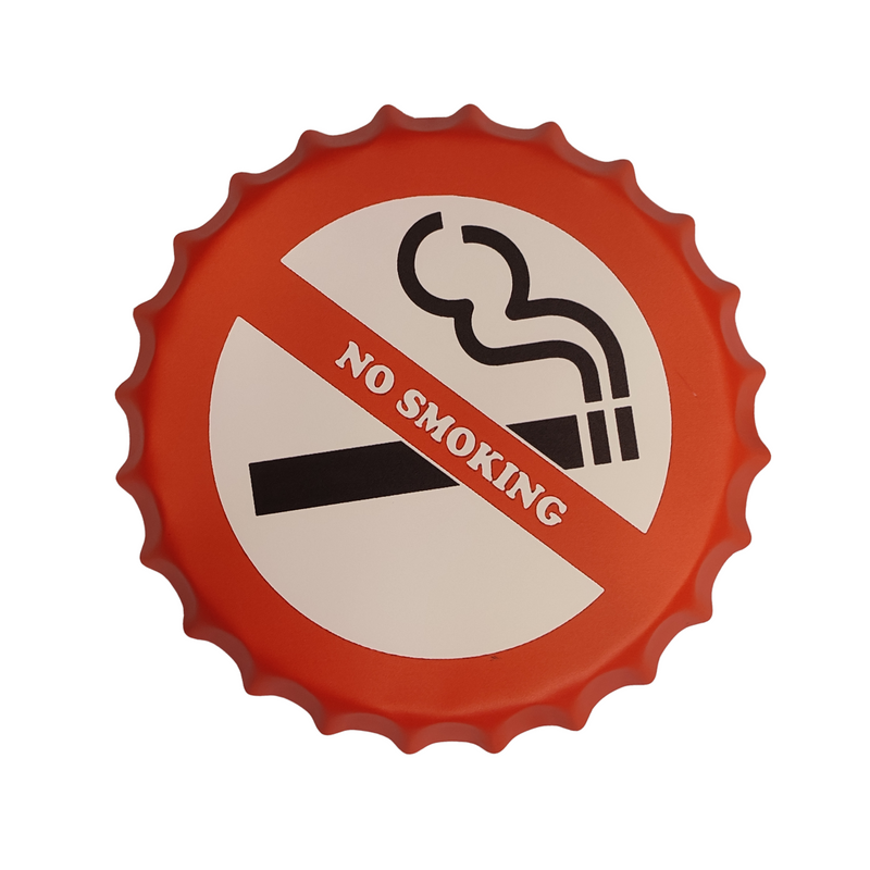 Bottle Caps wall decor sign - No Smoking (14"x14")