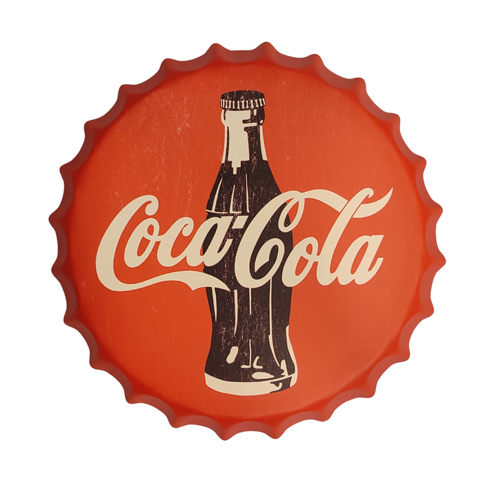 Bottle Caps wall decor sign - C Cola Red (14"x14")