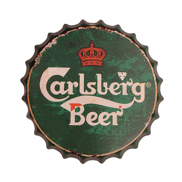 Bottle Caps wall decor sign - Carlsberg Beer Rust (14"x14")