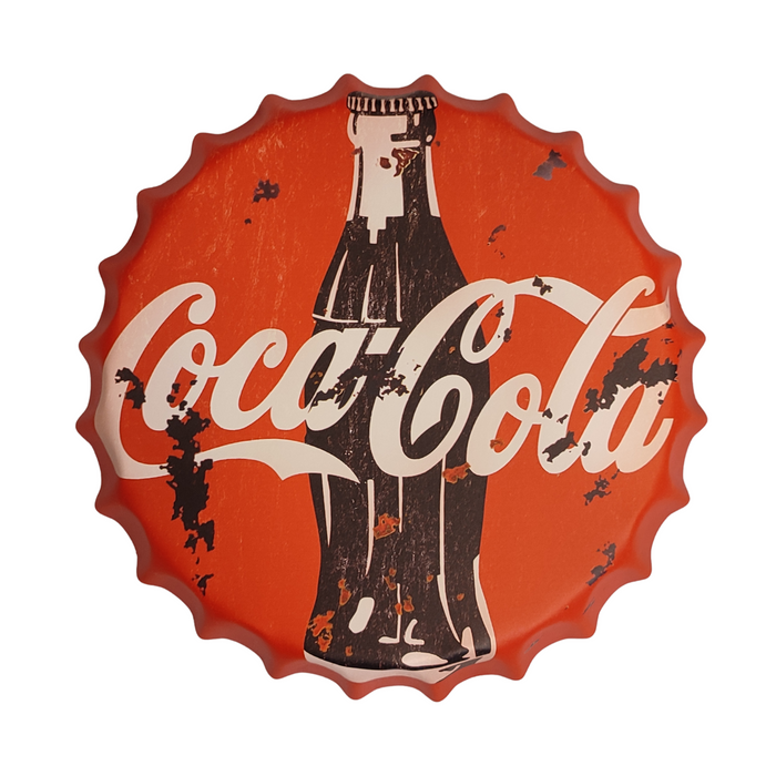 Bottle Caps wall decor sign - C Cola Retro (14"x14")