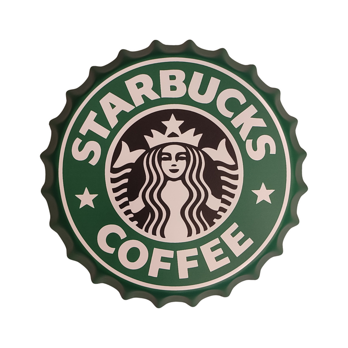 Bottle Caps wall decor sign - Starbucks Coffee (14"x14")