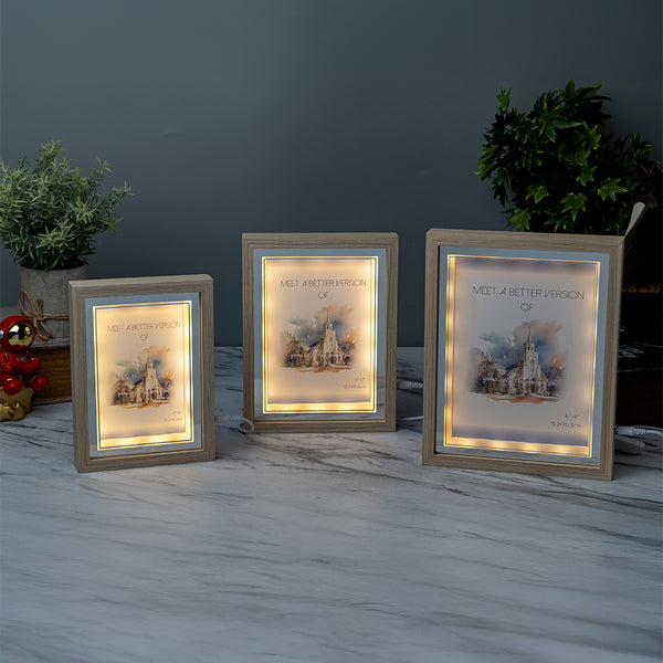 Photo Frames - Beige Silver With LED Light