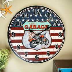 Retro MDF Clock - Garage Bike Route 66 Dial