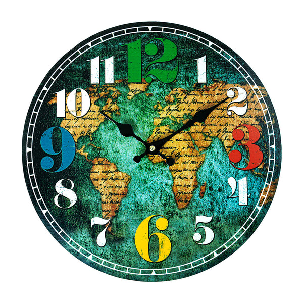 Retro MDF Clock - World map Dial