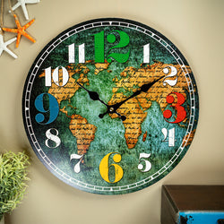 Retro MDF Clock - World map Dial