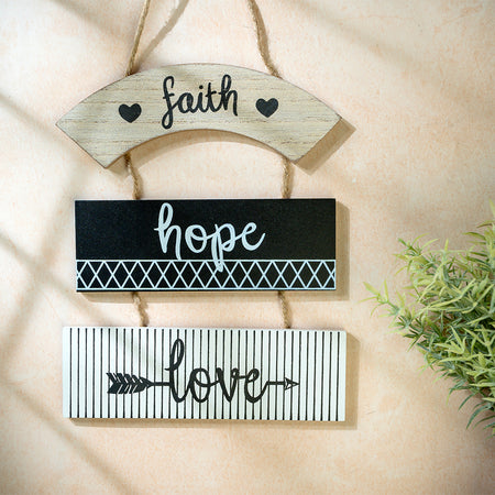 Positive Quotes Wall Hanging - Faith Hope Love