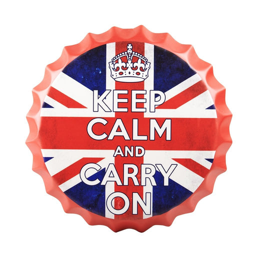 Bottle Caps vintage wall decor sign - Keep Calm and carry on (14"x14") - eazy wagon