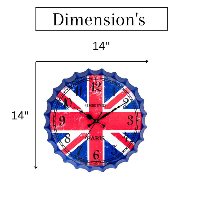Bottle Caps wall Clock - British Flag (14"x14") - eazy wagon