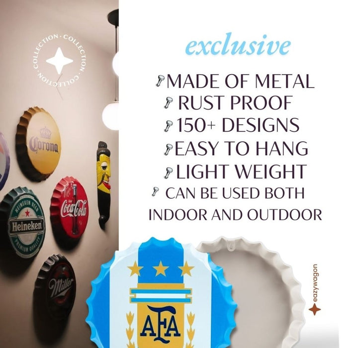 Bottle Caps wall decor sign - Argentine Football Association - eazy wagon