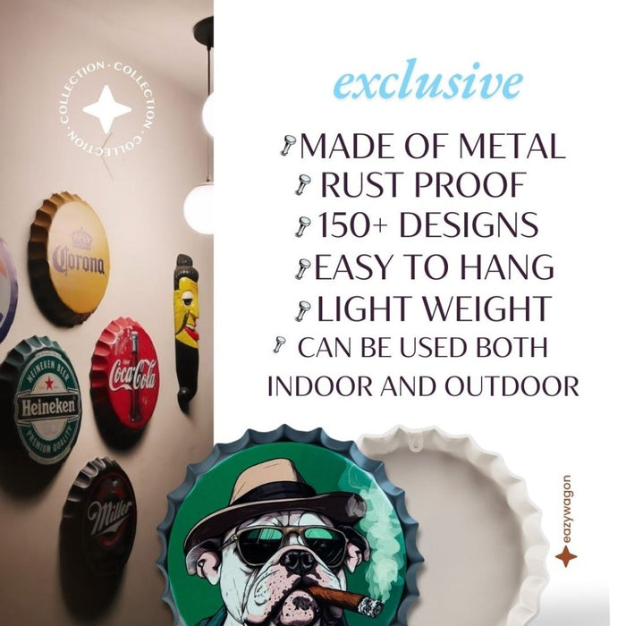 Bottle Caps wall decor sign - Bulldog cigar - eazy wagon