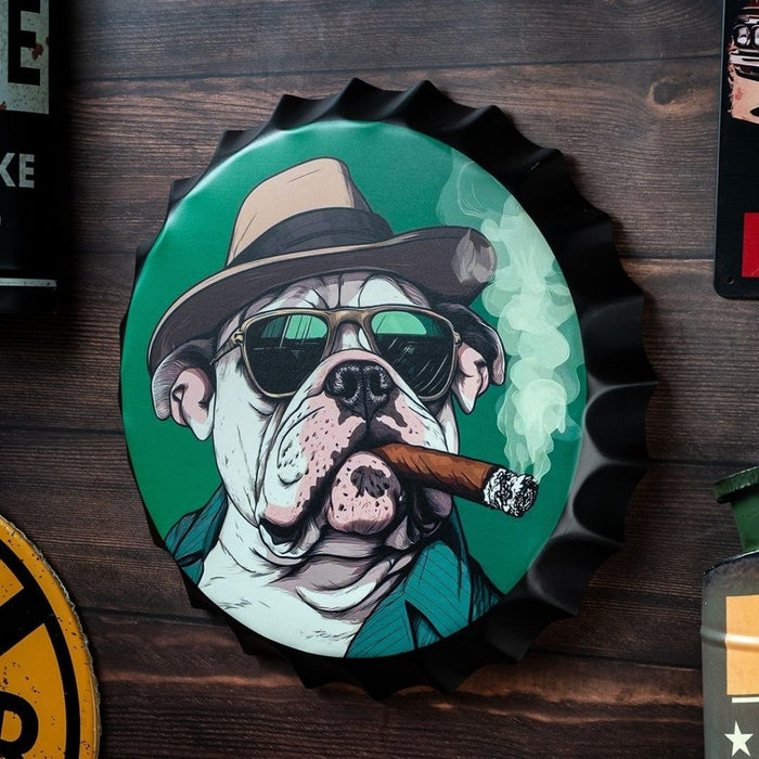 Bottle Caps wall decor sign - Bulldog cigar - eazy wagon