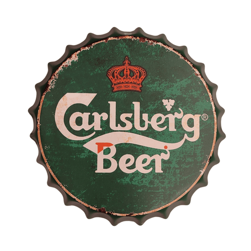 Bottle Caps wall decor sign - Carlsberg Beer Rust (14"x14") - eazy wagon
