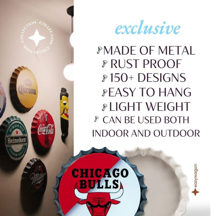 Bottle Caps wall decor sign - Chicago Bulls - eazy wagon