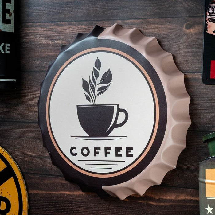 Bottle Caps wall decor sign - Coffee Cup Design - eazy wagon