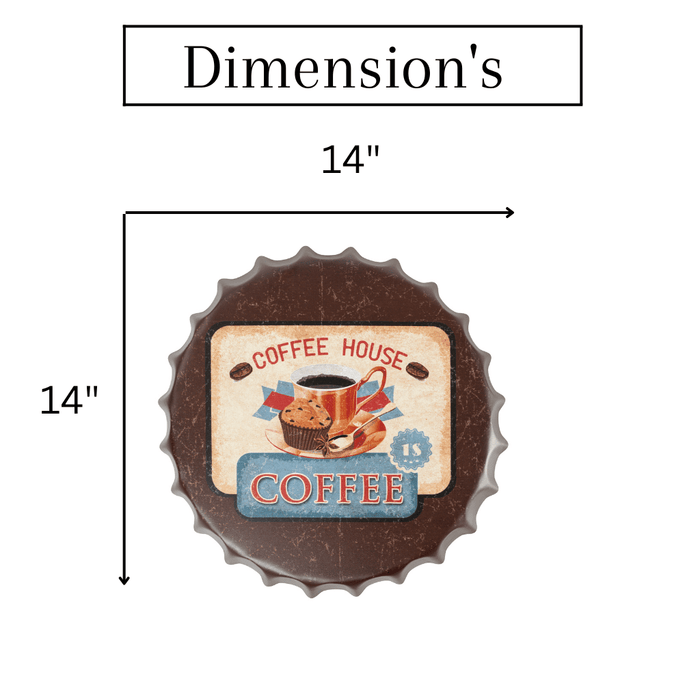 Bottle Caps wall decor sign - Coffee House (14"x14") - eazy wagon