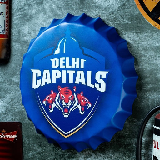 Bottle Caps wall decor sign - Delhi Capitals - eazy wagon