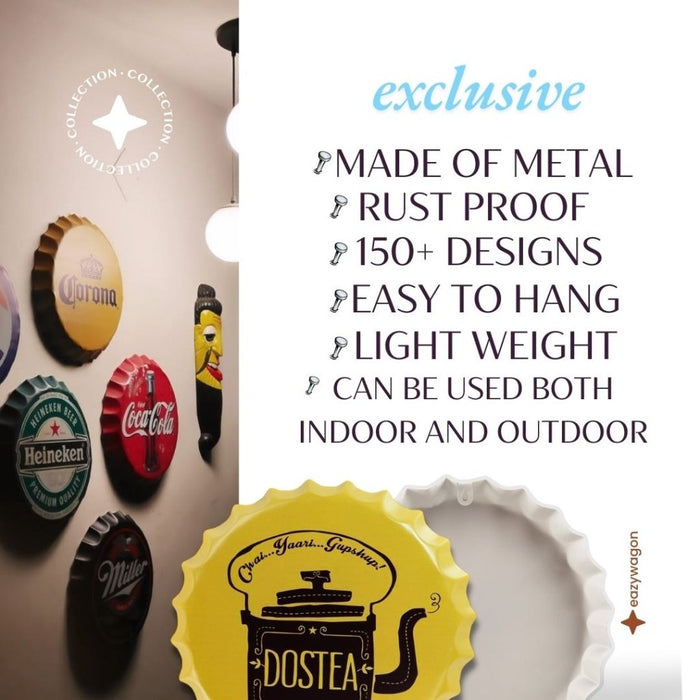 Bottle Caps wall decor sign - DOSTEA Chai Yaari Gupshup - eazy wagon