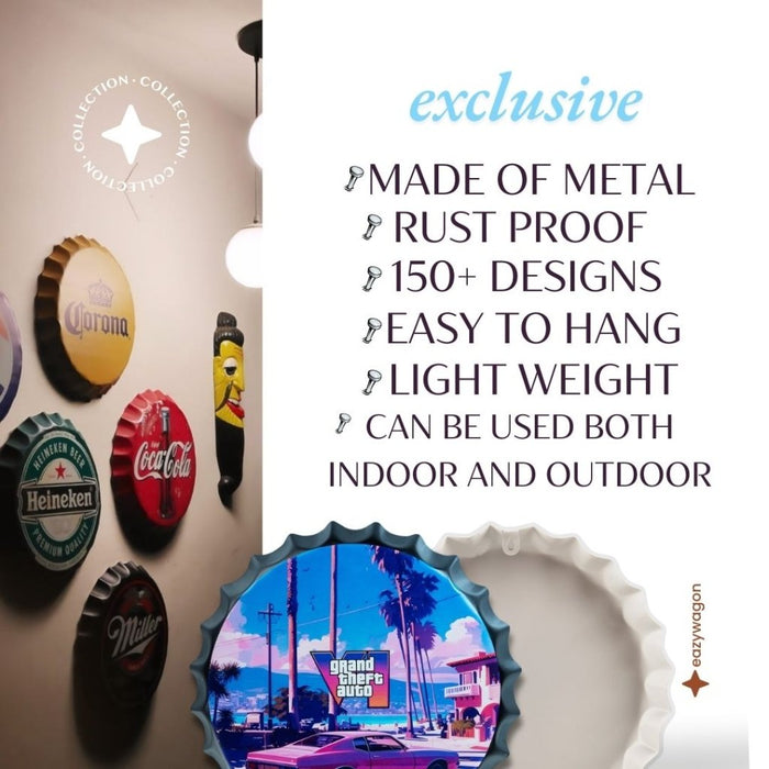 Bottle Caps wall decor sign - GTA VI Grand Theft Auto - eazy wagon