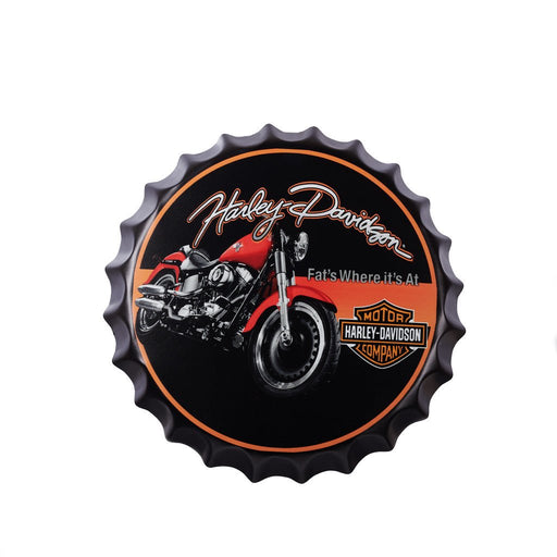 Bottle Caps wall decor sign - Harley-Davidson Fat (14"x14") - eazy wagon