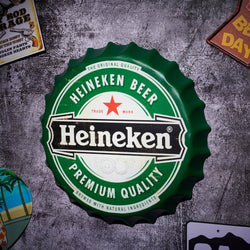 Bottle Caps wall decor sign - Heine Premium Beer (14"x14")