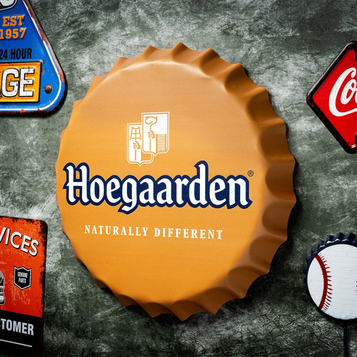 Bottle Caps wall decor sign - Hoegaarden Beer (14"x14") - eazy wagon
