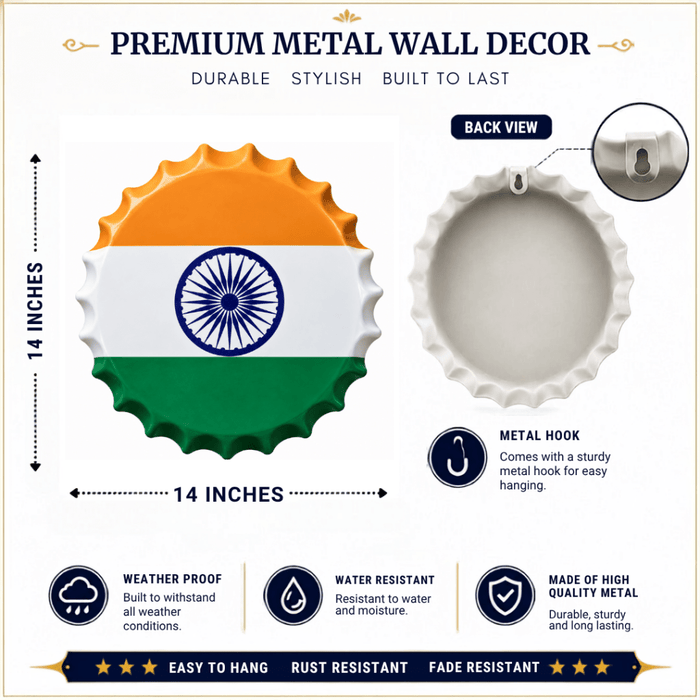 Bottle Caps wall decor sign - Indian Flag - eazy wagon