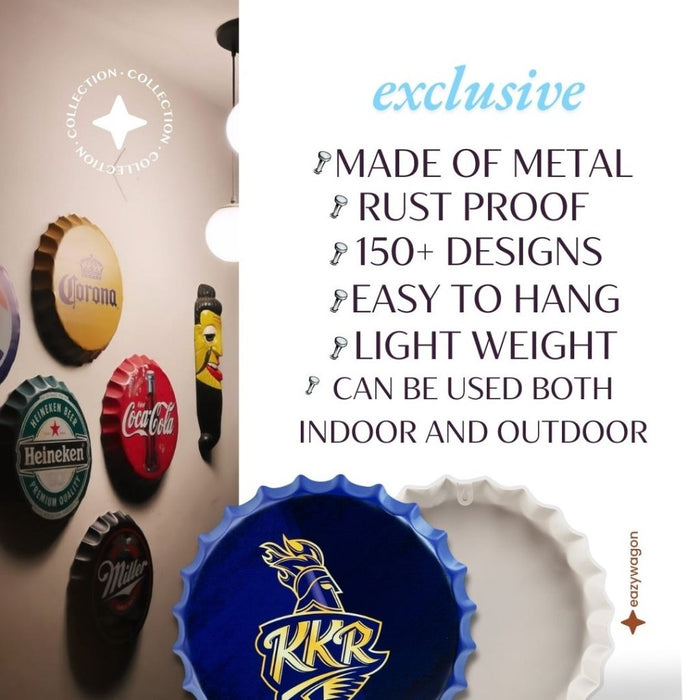 Bottle Caps wall decor sign - Kolkata Knight Riders - eazy wagon