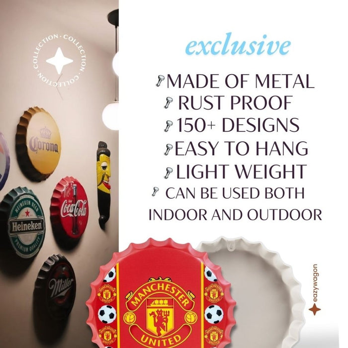 Bottle Caps wall decor sign - Manchester United Football - eazy wagon