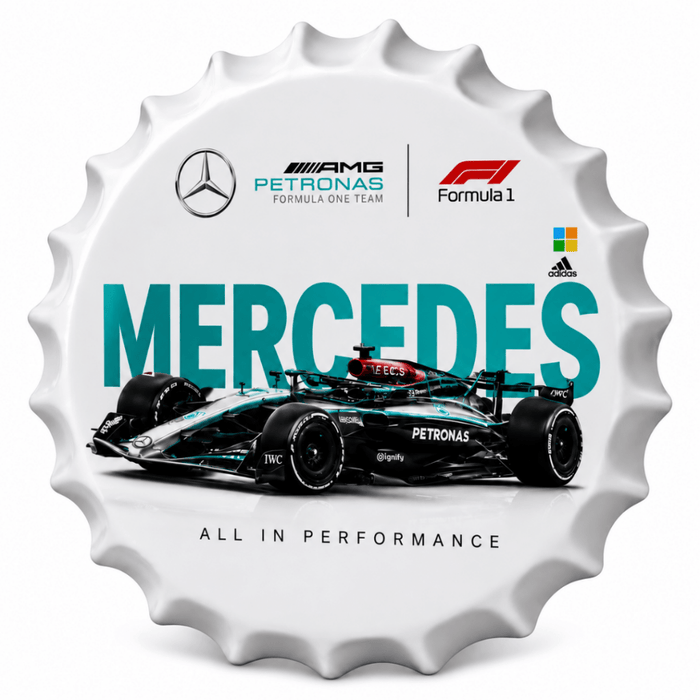 Bottle Caps wall decor sign - Mercedes Petronas - eazy wagon